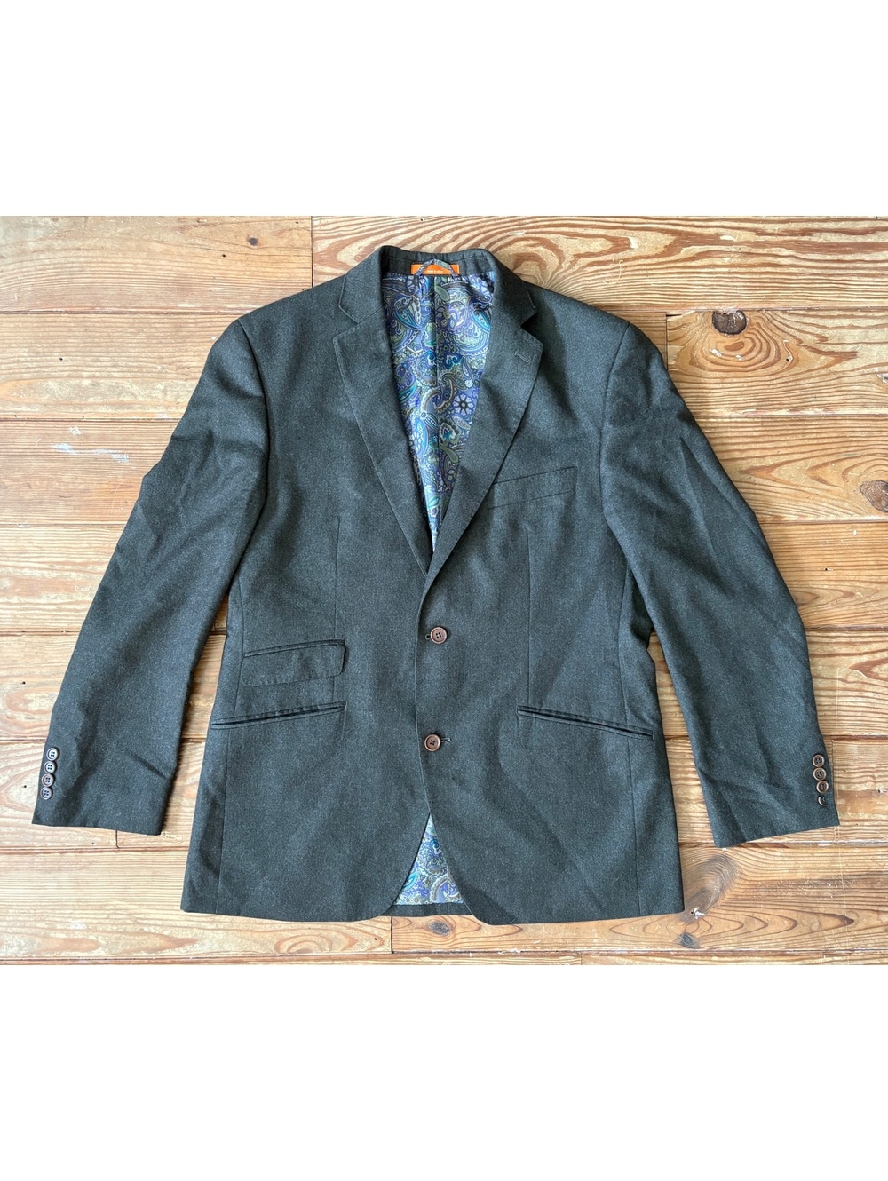 Tallia Men’s Charcoal 3-Piece Suit Blazer Vest Pants Paisley Lining Est. 40R - Picture 2 of 15